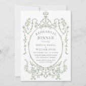 ビクトリアン・セージグリーン・リハーサルディナーQRコード 招待状 (正面)