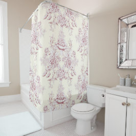 ビクトリアン，ソフトイエロー，ソフトピンク，フローラ，パターン，vi シャワーカーテン