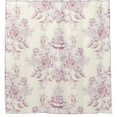 ビクトリアン，ソフトイエロー，ソフトピンク，フローラ，パターン，vi シャワーカーテン (正面)