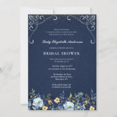 ビクトリアン ダスティーブルー ガーデン ティー ブライダル シャワー 招待状 (正面)