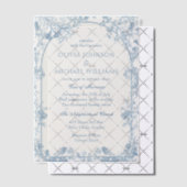 ビクトリアン ダスティーブルー シャイロワズィ フラワー ウェディング ベラム紙招待状 (オフセット (招待状))