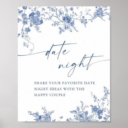 ビクトリアン ダスティーブルー フレンチ ガーデン デート ナイト アイデア ポスター (正面)