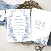 ビクトリアン ダスティーブルー フレンチ ガーデン フラワーズ ウェディング セーブザデート