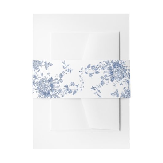 ビクトリアン ダスティーブルー フレンチ ガーデン フラワーズ ウェディング 招待状ベリーバンド (正面例)