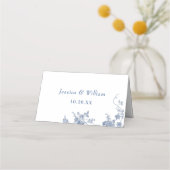 ビクトリアン ダスティーブルー フレンチ ガーデン フラワー ウェディング プレイスカード (裏面)