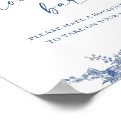 ビクトリアン ダスティーブルー フレンチ ガーデン ブライダル シャワー ポスター (角)