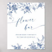 ビクトリアン ダスティーブルー フレンチ ガーデン ブライダル シャワー ポスター (正面)