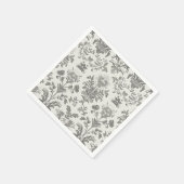 ビクトリアン ダマスク フローラル ホワイト ヴィンテージ ウェディング スタンダードカクテルナプキン (角)