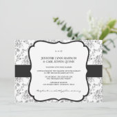 ビクトリアン ダマスク（ブラック） ウェディング招待状 招待状 (スタンド正面)