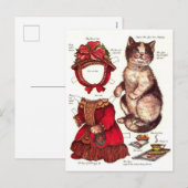 ビクトリアン ネコ 紙人形 ヴィンテージ クリスマス (正面/裏面)