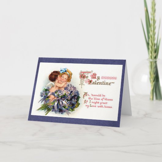 ビクトリアン バレンタイン「キスの至福」キューピッド シーズンカード (正面)