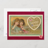 ビクトリアン バレンタイン メッセージ 2人の女の子 ポストカード (正面/裏面)