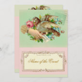 ビクトリアン バレンタイン 鳥とバラ 招待状 (正面/裏面)