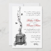ビクトリアン・バードケージ・レッド・ボーホー・ウェディング・インビテーション 招待状 (正面)