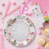 ビクトリアン パーティー テーブルウェア ピンク フローラル ペーパープレート (パーティー)