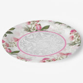 ビクトリアン パーティー テーブルウェア ピンク フローラル ペーパープレート (アングル)