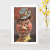 ビクトリアン・ピッグ・レディ・カード カード (黄色い花)