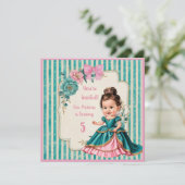 ビクトリアン ピンクとターコイズ フラワープリンセス カスタム 招待状 (スタンド正面)