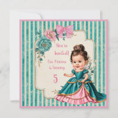 ビクトリアン ピンクとターコイズ フラワー プリンセス カスタム 招待状 (正面)
