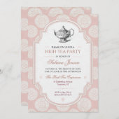 ビクトリアン ピンク ハイティーパーティー 招待状 (正面/裏面)