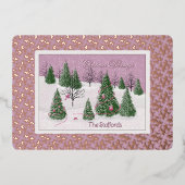 ビクトリアン ピンク ローズ エンチャンテッド フォレスト ホリデー カード (正面)