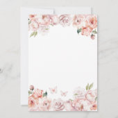 ビクトリアン ピンク 牡丹 蝶 誕生日 ティーパーティー 招待状 (裏面)