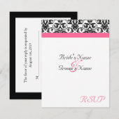 ビクトリアン フューシャ ウェディング マッチング RSVP (正面/裏面)