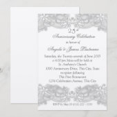 ビクトリアン フラワー シルバー 結婚記念日 招待状 (正面/裏面)