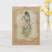 ビクトリアン フレンチ ラブ バーズ ラブ ソング カード (黄色い花)