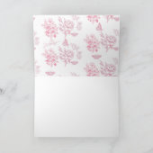 ビクトリアン フローラル ピンクとホワイト バタフライ サンキューカード (内部)