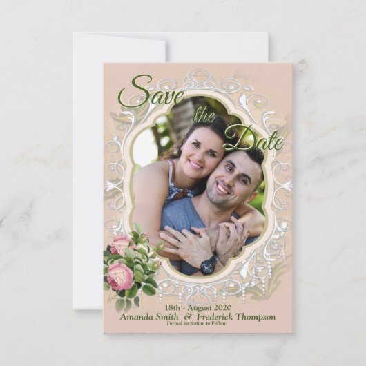 ビクトリアン ブッシュ ガーデン グリーン セーブ・ザ・デート (正面)