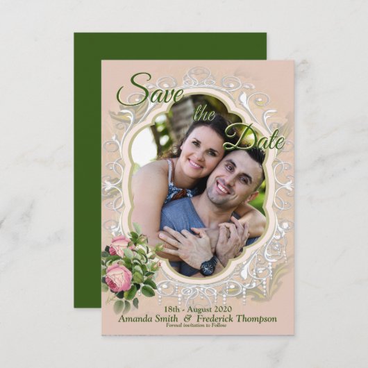 ビクトリアン ブッシュ ガーデン グリーン セーブ・ザ・デート (正面/裏面)