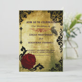 ビクトリアン ブラック＆レッド ゴシック ウェディング インビテーション (スタンド正面)