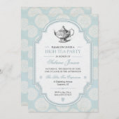 ビクトリアン ブルー ハイティーパーティー 招待状 (正面/裏面)