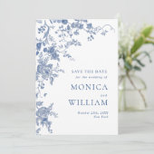 ビクトリアン ブルー フレンチ ガーデン ウェディング QR コード セーブザデート (スタンド正面)