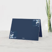 ビクトリアン ブルー フローラル ダスティ ブルー ウェディング サンキューカード (裏面)