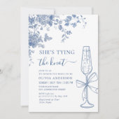 ビクトリアン ブルー 彼女は結婚する ブライダル シャワー 招待状 (正面)