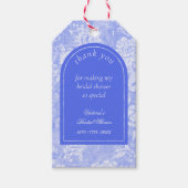 ビクトリアン ブルー 花柄 ウェディング シャワー 感謝 ギフトタグ (正面)