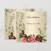 ビクトリアン プレtty フラワー ローズの招待状 招待状 (正面/裏面)