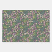 ビクトリアン ホワイト デイジー パープル バタフライ ガーデン ラッピングペーパーシート (正面3)