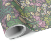 ビクトリアン・ホワイト・デイジー・パープル・バタフライ・ガーデン ラッピングペーパー (ロールコーナー)