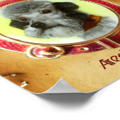 ビクトリアン ミニチュア 犬の肖像画 エアデール テリア ポスター (角)