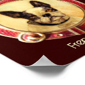 ビクトリアン ミニチュア 犬の肖像画 フレンチブルドッグ ポスター (角)