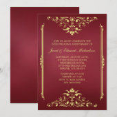 ビクトリアン・レッド＆ゴールド・アニバーサリー招待状 招待状 (正面/裏面)