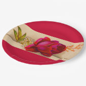 ビクトリアン レッド ローズ ペーパープレート (アングル)