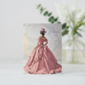 ビクトリアン レディー プレtty ピンク ドレス アンティーク パーソナル ポストカード (スタンド正面)