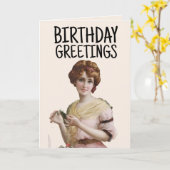 ビクトリアン レディ ヴィンテージ グリーティング カード (黄色い花)