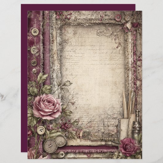 ビクトリアン&レーススクラップブック紙 (正面/裏面)