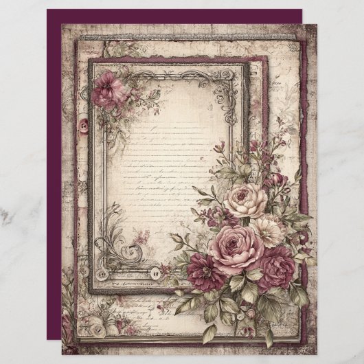 ビクトリアン&レーススクラップブック紙 (正面/裏面)