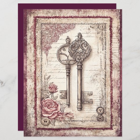 ビクトリアン&レーススクラップブック紙 (正面/裏面)